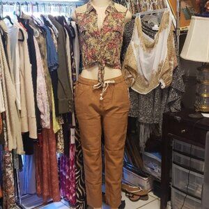 O'Neill Corie Linen Straight Leg Pant Size M NWT